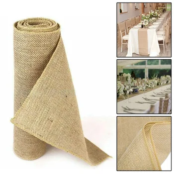 

10M X 30CM Hessian Table Runners Hessian Roll Fabric Burlap Jute Rustic Wedding Jute Cloth Tablecloth Burlap Table Flag
