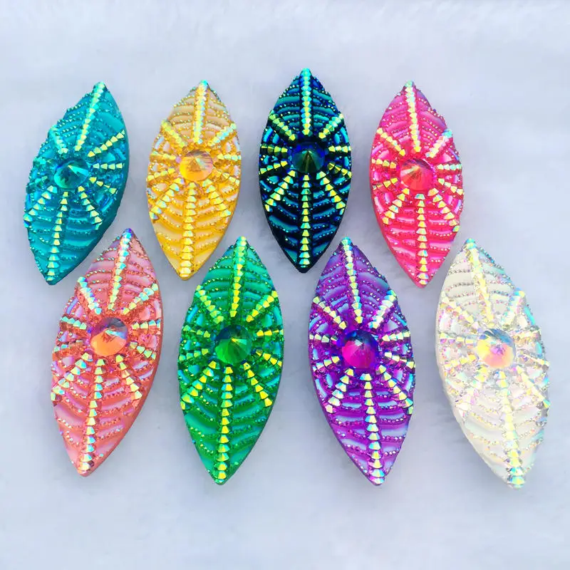 DIY 20*50 мм Bling Beadwork плоские задние камни и кристаллы паук веб полимерные кабошоны горный хрусталь 8 шт./лот-B84