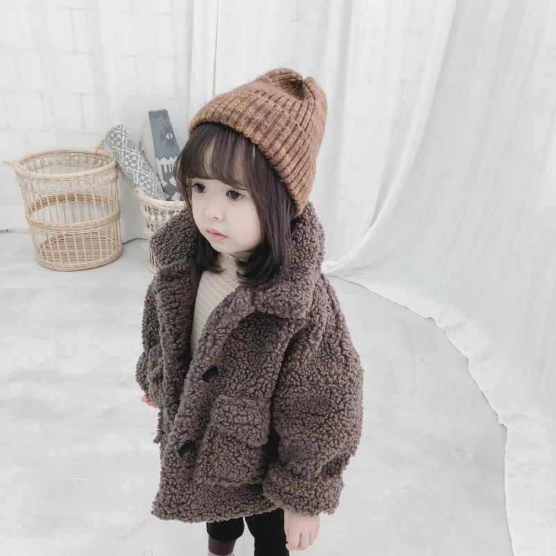 Kids Boys and Girls Plush Fleece Thickened Coat Children Winter Clothing Winter Toddler Girls Lambs Wool Warm Cotton Jacket