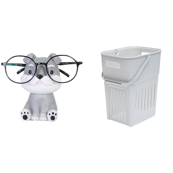 

Puppy Dog Glasses Holder Stand Eyeglass Retainers Sunglasses Display (Schnauzer) & Plastic Laundry Storage Basket