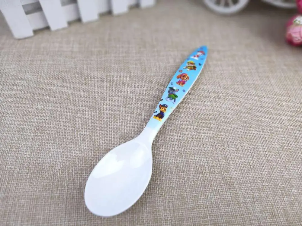 Spoon Paw Patrol, детские ложки, тарелка, мультяшная фигурка, собачий патруль, команда, посуда, чашка, шесть, один, для детского сада, миска, вечерние принадлежности - Цвет: Spoon
