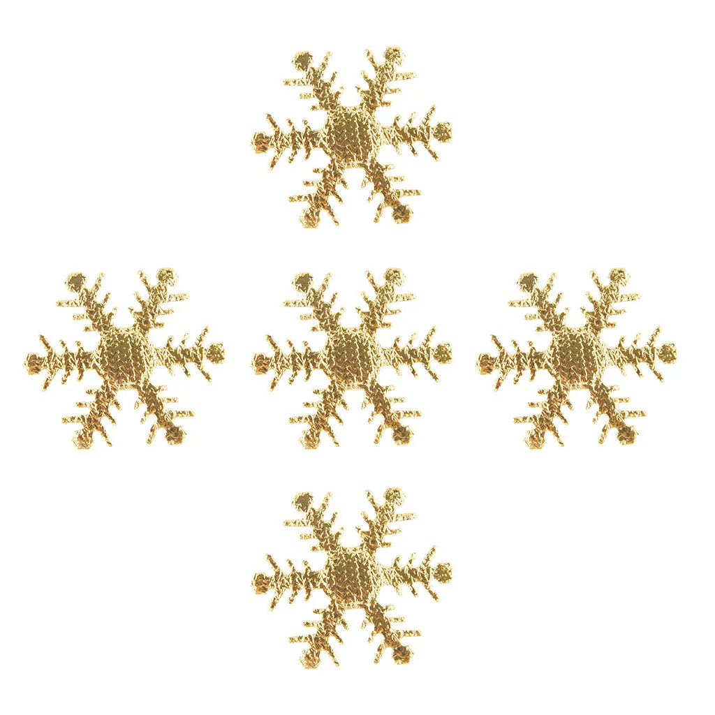 Новинка 100 шт золотые и серебряные тканевые рождественские конфетти в форме снежинок рождественские украшения 4 см Рождественские елочные украшения SWWQ