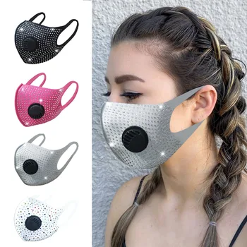 

3pc face mask Adult Unisex Fashion Flash Drill Cotton Masks mascarilla con filtro lavable facial reutilizable Breathable Masque