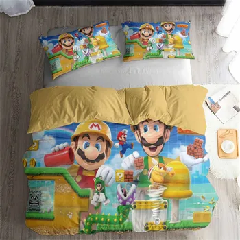 

HELENGILI 3D Bedding Set Mario Party Print Duvet Cover Set Bedcloth with Pillowcase Bed Set Home Textiles #MLA40