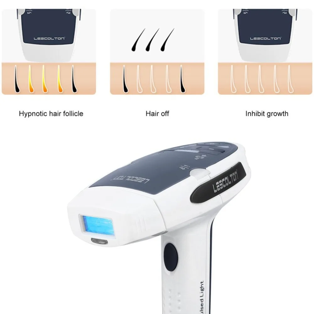 

LESCOLTON T006 Safe Use Razor Hair Removal Painless IPL Home Pulsed Light with LCD Display for Men & Women 3 Plug head US/EU/UK