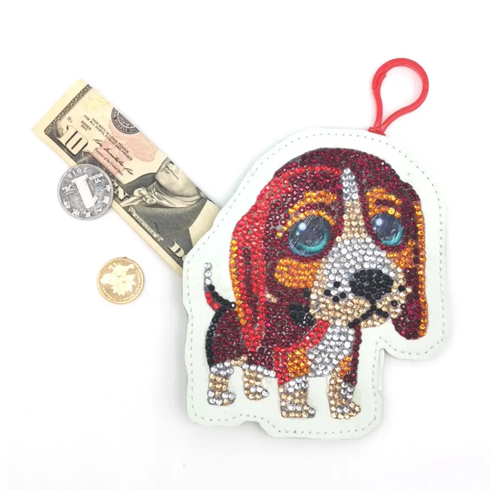 5D DIY Special Shaped Diamond Painting stickers Kit Wallet Dog Coin Purse Keychain Bag Pendants Christmas Gift