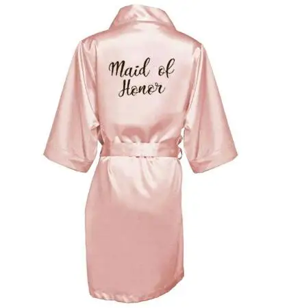 new bride bridesmaid robe with white black letters mother sister of the bride wedding gift bathrobe kimono satin robes