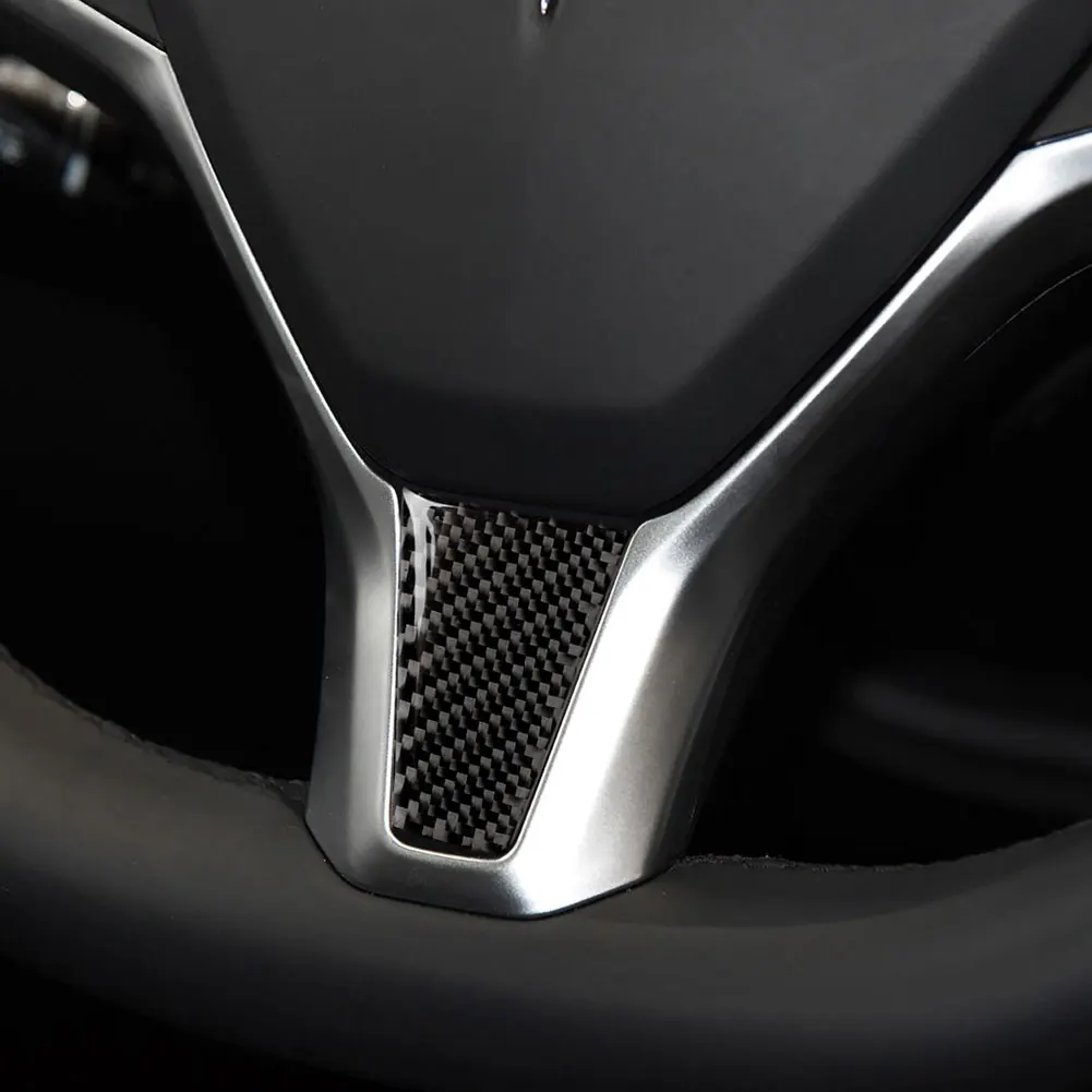 Углеродное волокно крышка рулевого колеса автомобиля Наклейка Декор интерьера для Tesla модель S X Автомобильный carros интерьер Новые популярные аксессуары