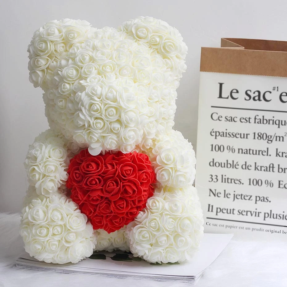 40cm Yellow 25 см 40 см мыло из пены розовый медведь плюшевый медведь розовый искусственный цветок новогодние подарки для женщин подарок на день Святого Валентина - Цвет: 40cm Yellow