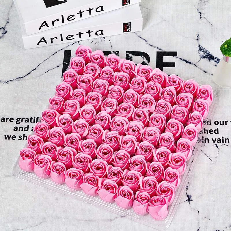 2 Box 81 Pcs Rose Bath Body Flower Floral Soap Scented Rose Flower Essential Oil Floral Guest Soap Wedding Party Valentine'S Day