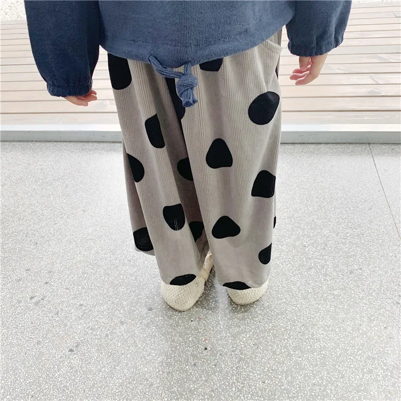 Girls wide leg pants autumn and winter new girls pants girls Korean version of mercerized cotton wide leg pants children