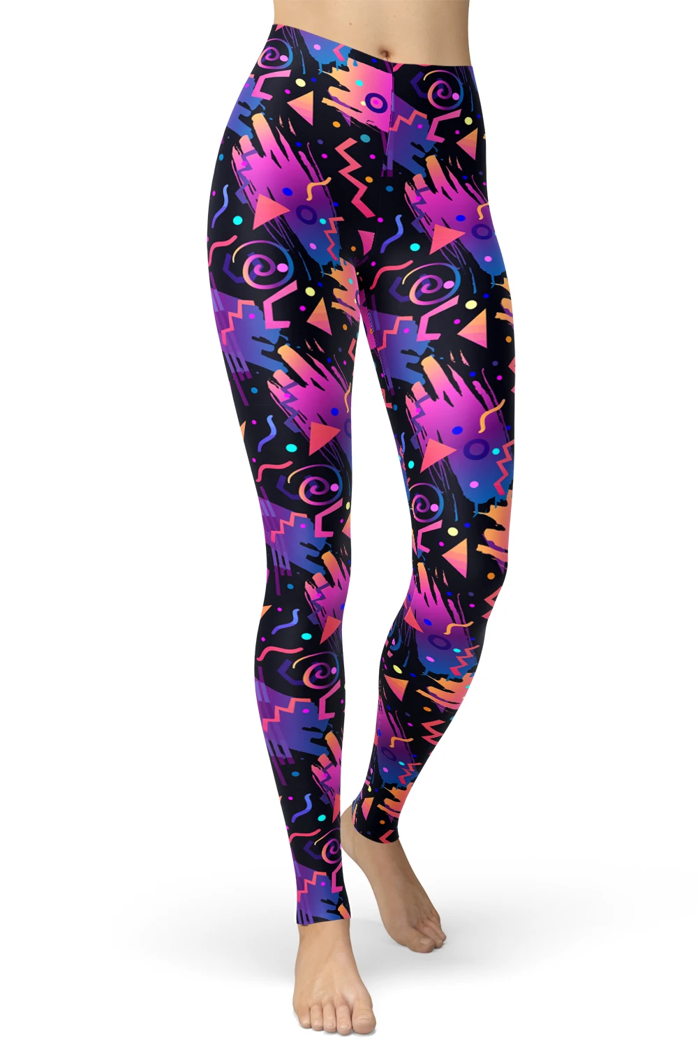 colored ribbon 70s 80s стильные винтажные леггинсы с неоновым принтом для женщин и девочек, различные дизайны, графическая Рождественская вечеринка размера плюс, обтягивающие брюки - Цвет: colored ribbon