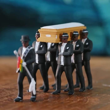 

New Cosplay Ghana Dancing Pallbearers Coffin Dance Figures toys Action Funeral Dancing Team Display Funny Toys
