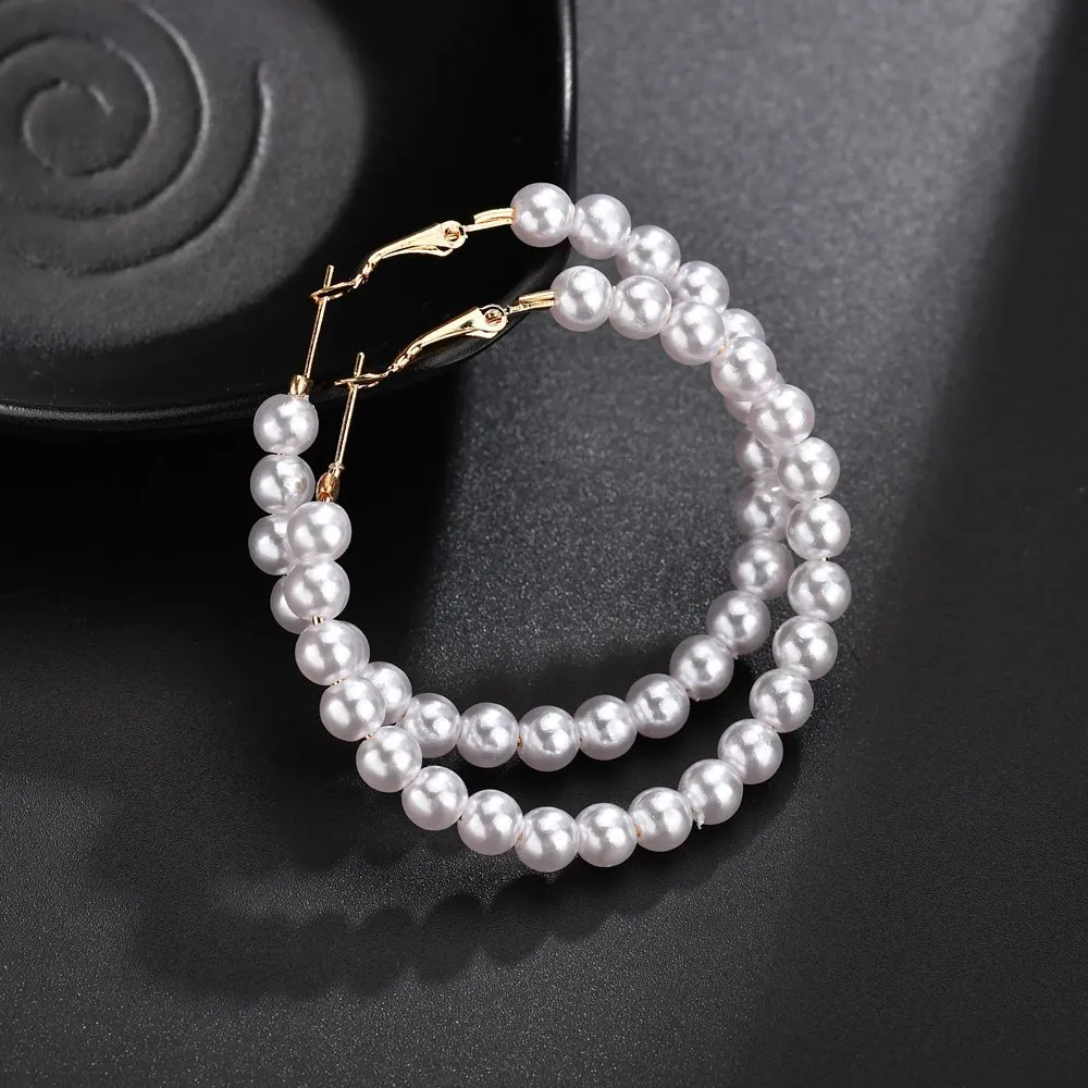 Корейские геометрические скрученные жемчужные серьги-кольца для женщин и девочек, жемчужные круглые преувеличенные серьги, ювелирные изделия, подарки