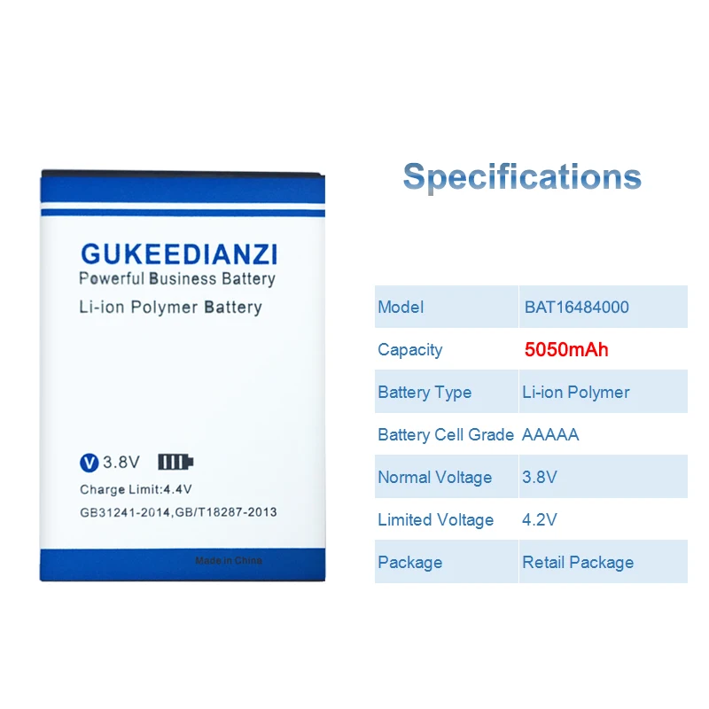 Аккумулятор для мобильного телефона GUKEEDIANZI BAT16484000 Для Doogee X5 Max Pro 5050 мАч высокое качество, сменные батареи