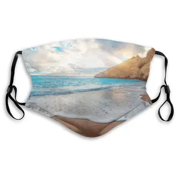 

Water Rush To Tropical Beach Print Mouth Masks With Filter Washable And Reusable Anti Dust Breathable Mask With Adjustable Ear