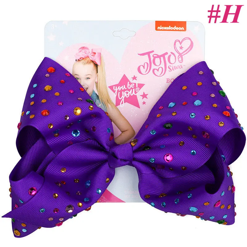 5 ''заколка для волос для маленьких девочек большой JoJo Siwa банты ручной работы заколка для волос с кристаллами Радужная Лента Узел аксессуары для волос головной убор шпильки - Цвет: H