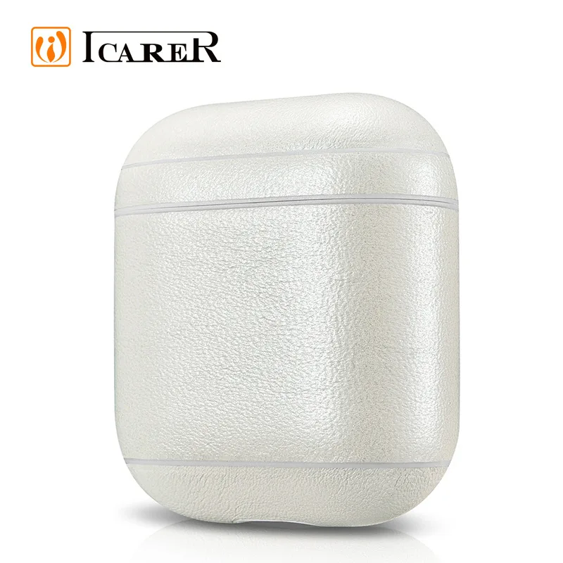 

ICARER for Apple Airpods Glitter Genuine Leather Case Shockproof Protector Cover