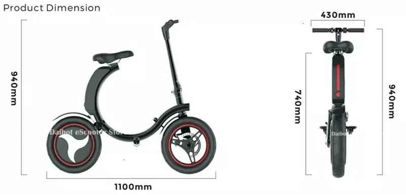 New 14'' Tire Protable Electric Scooter 36V 450W Motor Electric Folding Bike eBike E-bike Bicycle (12)