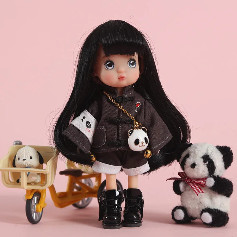 Ob11 одежда для малышей Костюм с пандой GSC гладкое тело круглый Molly 1/12 BJD Кукла Одежда Кепка+ пальто+ брюки+ куклы-цепочки аксессуары