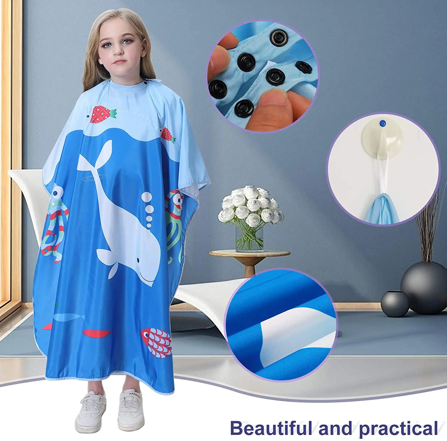 Haircut Salon Hairdressing Cape for Kids Child Styling Polyester Smock Cover Waterproof Shampoo & Cutting Household Gown Apron