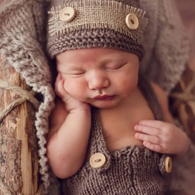 

Infant Photography Outfits Newborn Photography Accessories Baby Hat Crochet Costume for Photo Shooting Retro Baby Photo Props