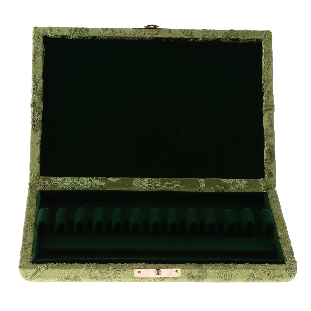 1 Piece Solid Wood Oboe Reed Case Box Holder with Green Silk Cover