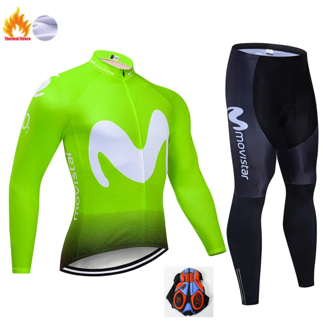 Movistar Pro team зимний теплый флисовый длинный комплект одежды, Мужская велосипедная майка, одежда для велоспорта, одежда для велоспорта