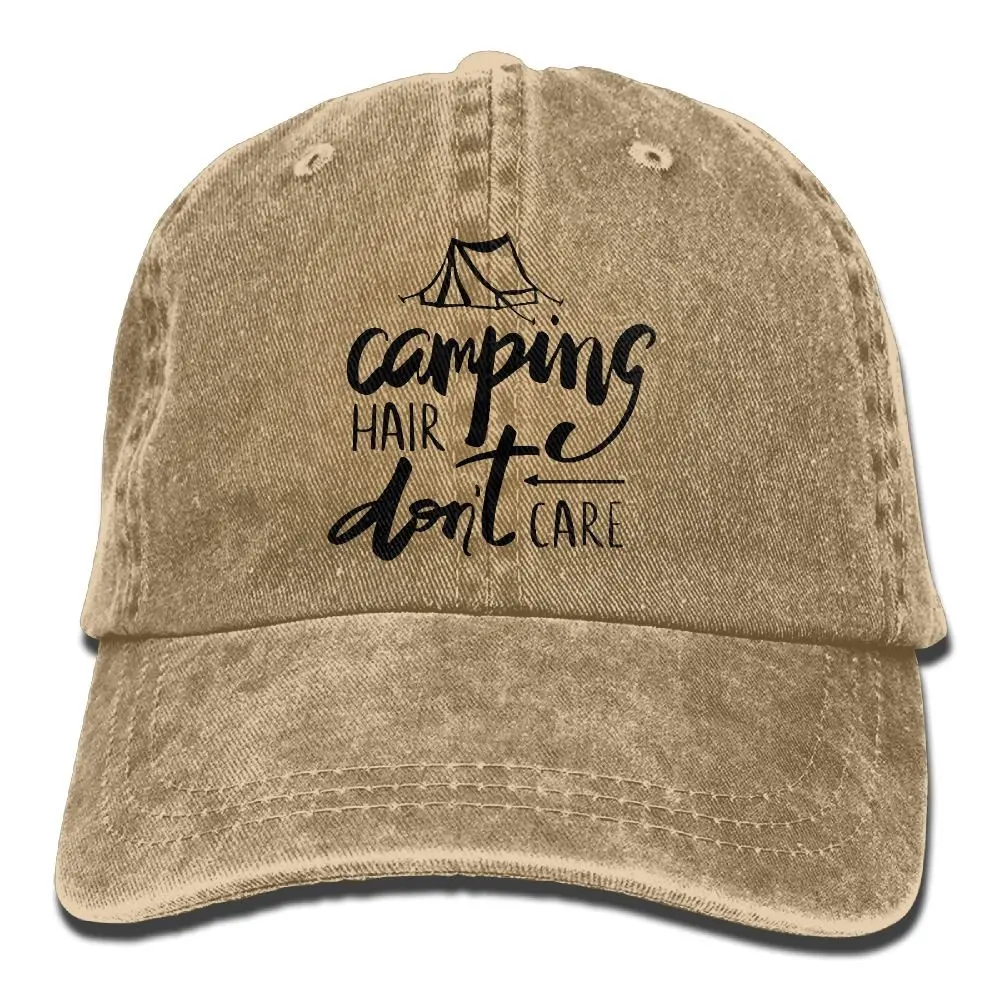 "Camping Hair Don't Care" 2 джинсовая шляпа регулируемые женские мыть Бейсбол шапки