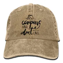 "Camping Hair Don't Care" 2 джинсовая шляпа регулируемые женские мыть Бейсбол шапки