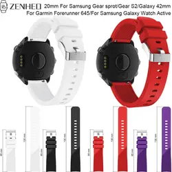 20 мм силиконовый ремешок для Garmin Forerunner 645 Quick release band для samsung Galaxy Watch Active/gear S2/Galaxy 42 мм браслет