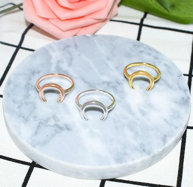 

Crescent Moon Ring Stacking Half Moon Boho Rose Gold Ring Minimalist Double Horn Ring Gift For Women Best Friend Bague Femme