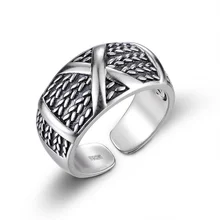 Чистое Серебро 925 Серебряные Ретро ювелирные изделия тайское серебряное кольцо на палец мужское открытое регулируемое S925 кольцо