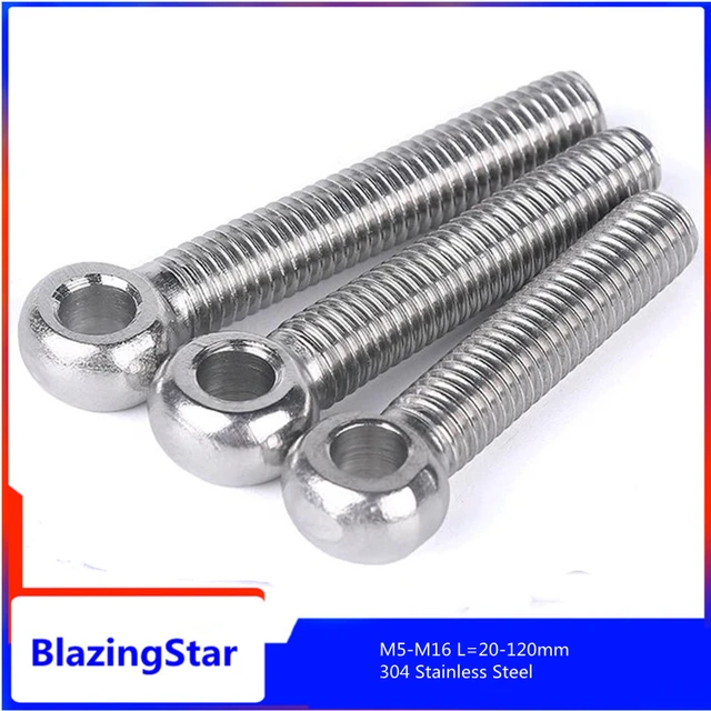 1pcs M5 - M16 304 Stainless Steel Eye Screw Connecting Rod Bolt Fish Eye,  Sliding Hole Screw L=20-120mm - Bolts - AliExpress