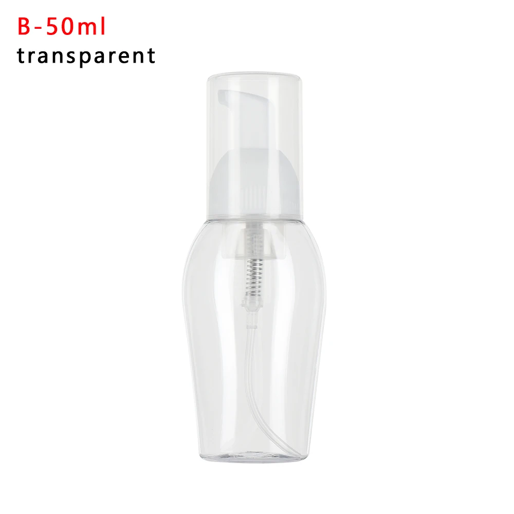 B-50ml transparent 50/80/100/150ml прозрачный синий спрей бутылка для жидкого мыла, Мусс лосьон шампунь для геля для душа, пены, бутылка с насосом - Цвет: B-50ml transparent