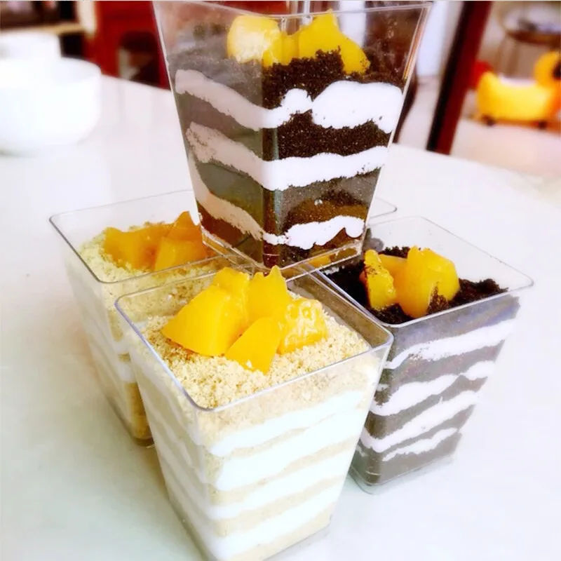 50 шт. 60 мл мусс десертные чашки пластиковая пищевая чашка для торта десертный куб фестиваль свадебное украшение торт желе пудинг Тирамису - Цвет: 50 pcs cup