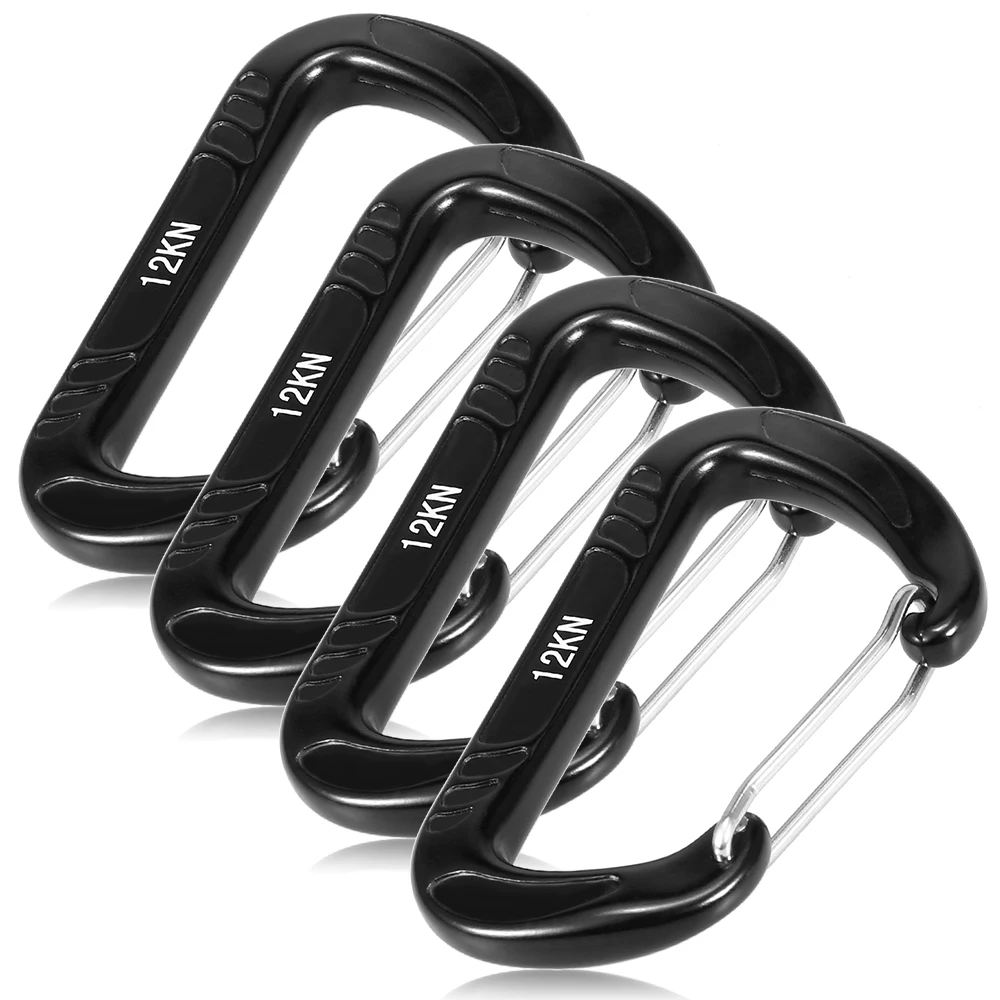 12KN Outdoor Camping Hammock Spring Wire Gate Carabiner Keychain Clip Hang Hot 