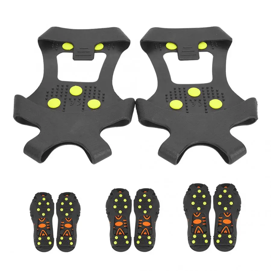 Crampons10 зубы противоскользящие Грипсы шипы бутсы 1 пара скобы Безопасности УНИВЕРСАЛЬНЫЕ ледяные башмаки для походов альпинизма крюк