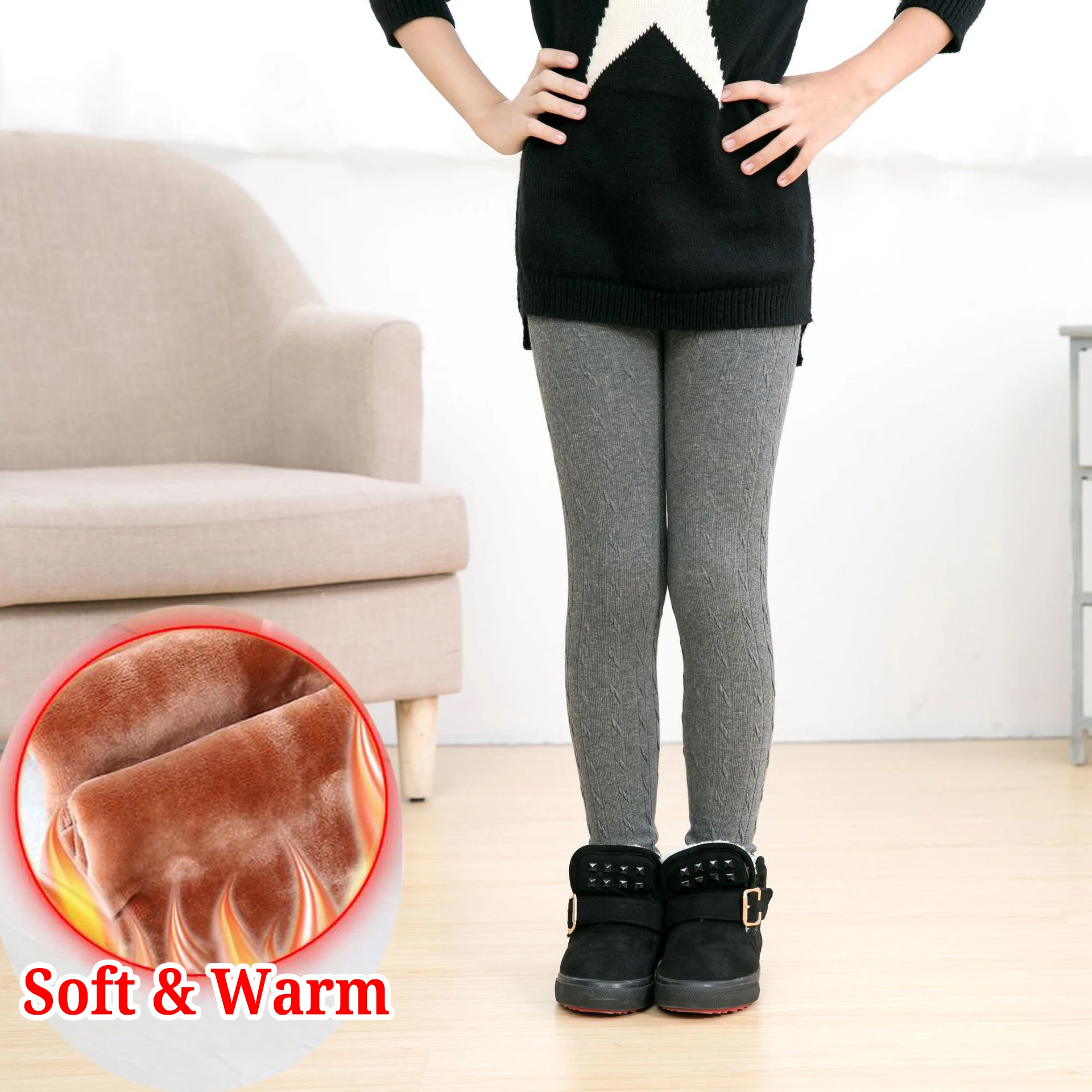 Winter Girls Leggings Elastic Waist Kids Pants Velvet Thicken Girls Trousers Warm Girl Pencil Pant For Children Clothing 8 Years