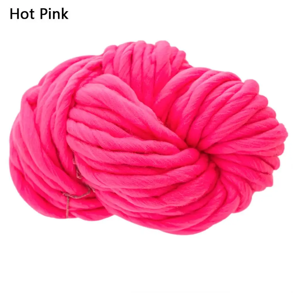 Толстая Мягкая шерстяная пряжа шарф вязаная Толстая теплая шапка бытовые товары Супер Толстая натуральная шерсть хлопок нить спиннинг Q3 - Цвет: Hot Pink