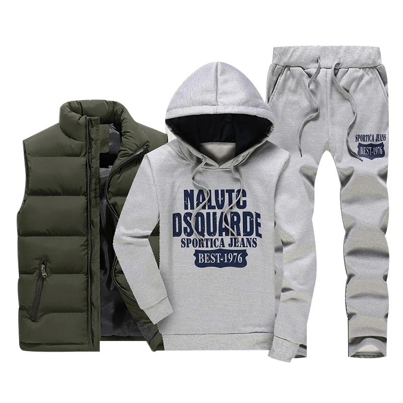 Men's Winter Tracksuits Casual Sportswear Sweatshirts Mens Set 3 Pieces Warm Vest Sweatpants Hoodie Letter Printed Plus Size 5XL Men's Winter Tracksuits Casual Sportswear Sweatshirts Mens Set 3 Pieces Warm Vest Sweatpants Hoodie Letter Printed Plus Size 5XL