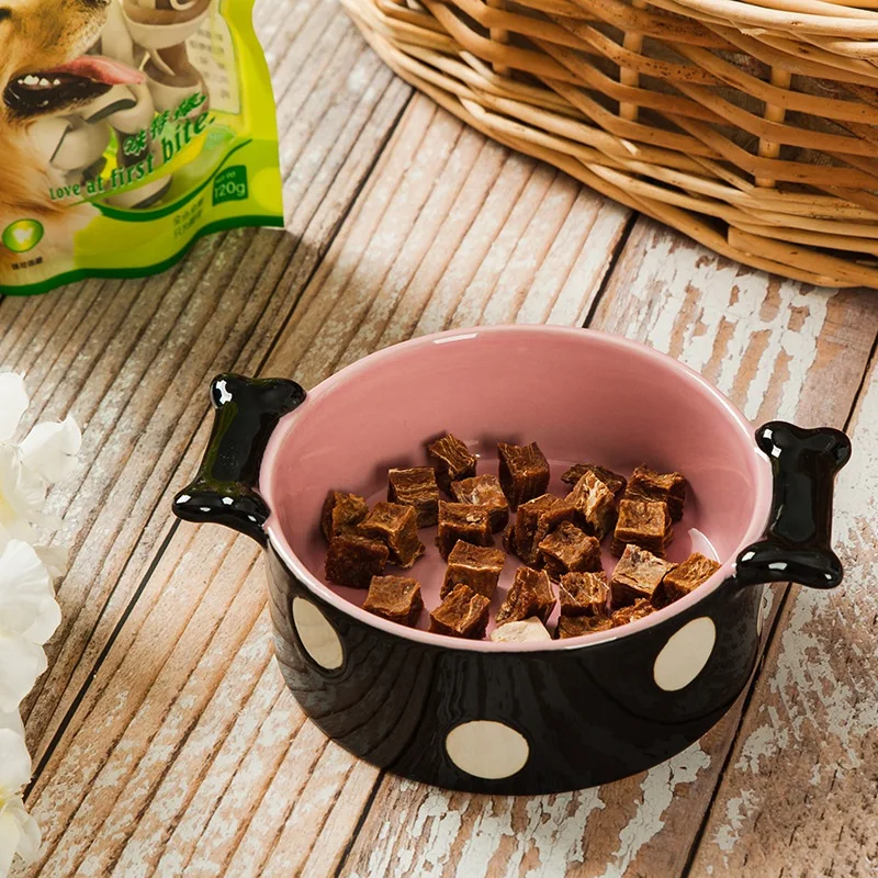 Керамические собачьи миски для еды и воды, миска для кормушки домашних животных с тонкими двойными косточками, подходит для маленьких/средних собак