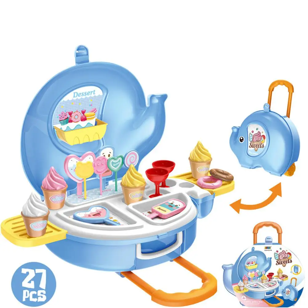 Dessert ice cream GloryStar дети мультфильм кухня посуда для приготовления пищи мороженое конфеты Набор игровой дом тележка Чехол игрушка - Цвет: Dessert ice cream