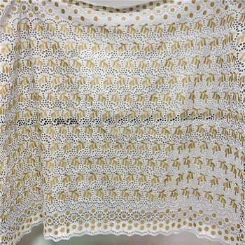 

Hot sale white 100% cotton holed African Swiss voile Lace fabric Nigerian garment sewing clothes Skin friendly high quality
