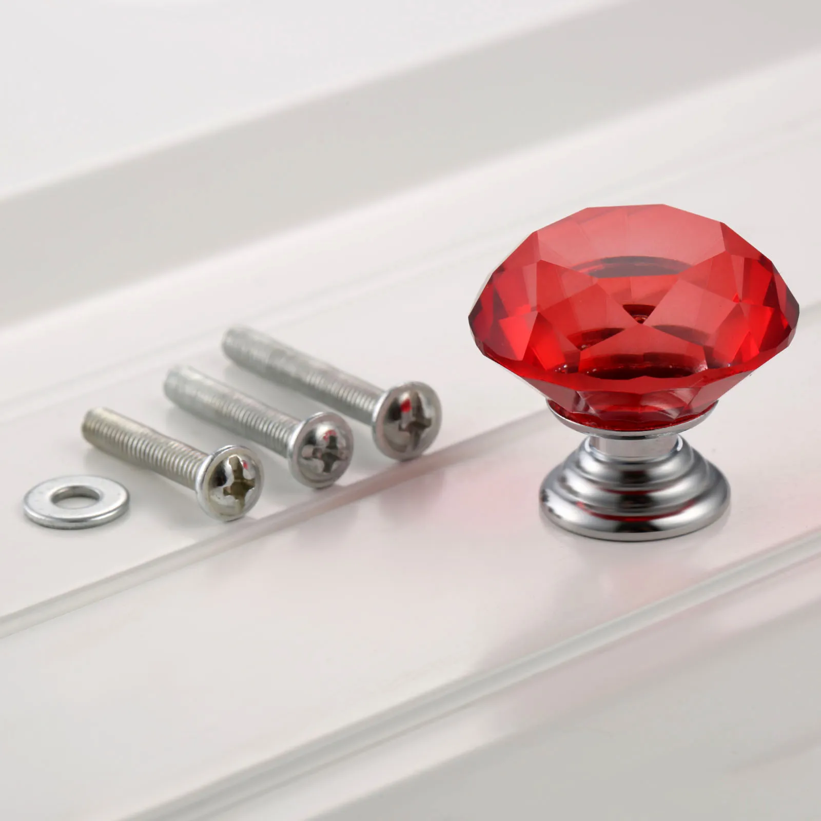 1set Red Crystal handle Diamond Glass Knob door pull 30mm