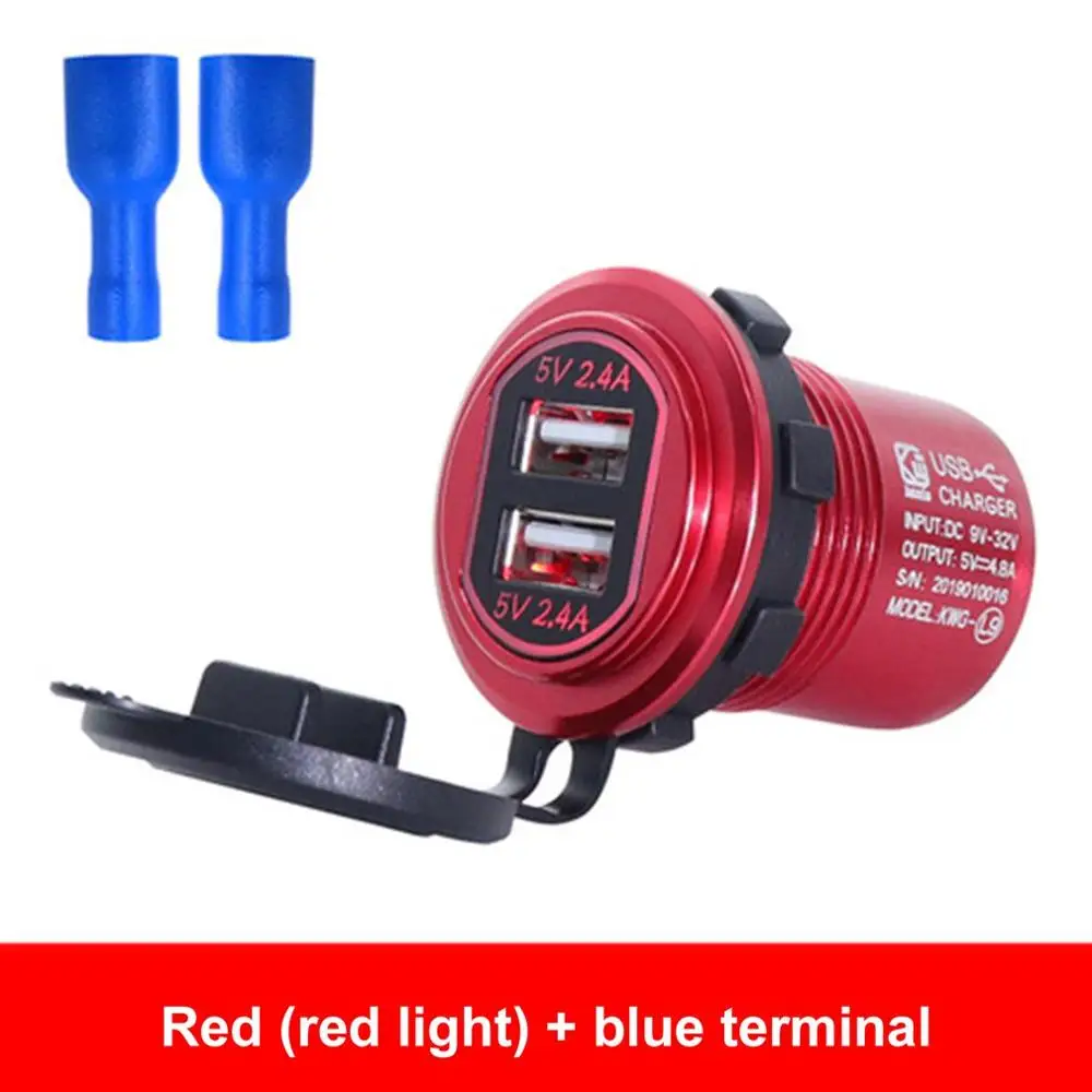 Red ( red light ) L9 DC 9 V-32 V 4.8A двойной USB светодиодный авто зарядное устройство для мотоцикла Авто Грузовик ATV Лодка адаптер розетка зарядное устройство s - Цвет: Red ( red light )