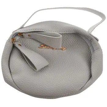 

Fashion Pu Leather Lady Crossbody Bag Women Bag Simple Design Messenger Bag Circular Handbag Mini Mobile Phone Bags Gray