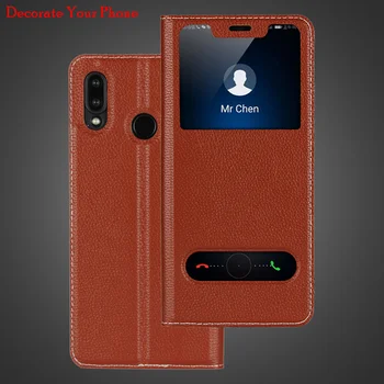 

Luxury View Window Flip Case For Huawei Nova 3 3e Magnet Real Genuine Leather Case For Huawei Nova3 Original Phone Cover Nova3E