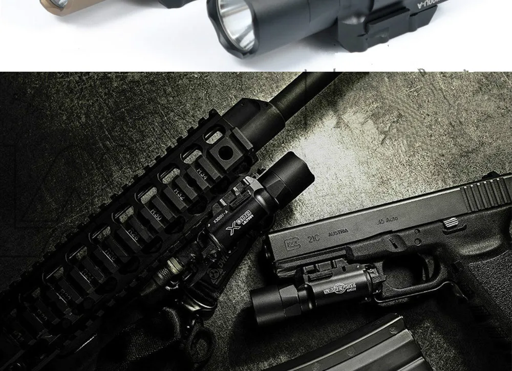 Оружейный светильник 500 с высоким выходом Тактический X300 ультра пистолет светильник X300U флэш-светильник Glock 1911 пистолет светильник Cityhunter