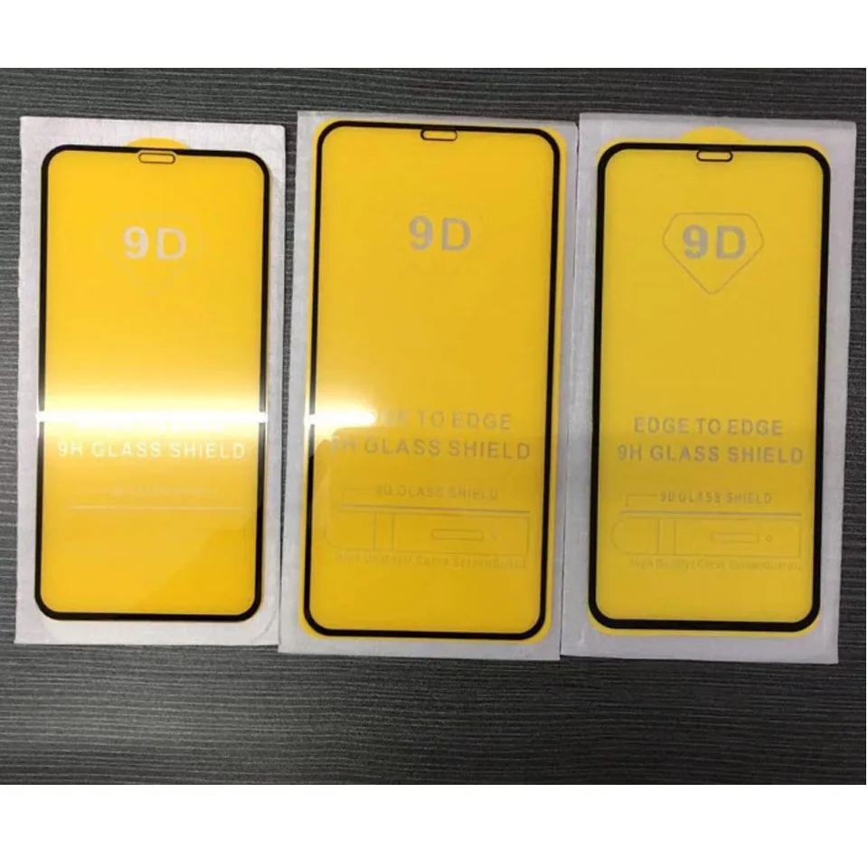 50Pcs\Lot 9D Full Glue Curved Tempered Glass Protective For iPhone 6 6s 7 8 Plus X XR XS 11 12 Pro Max 12Mini  Screen Protector